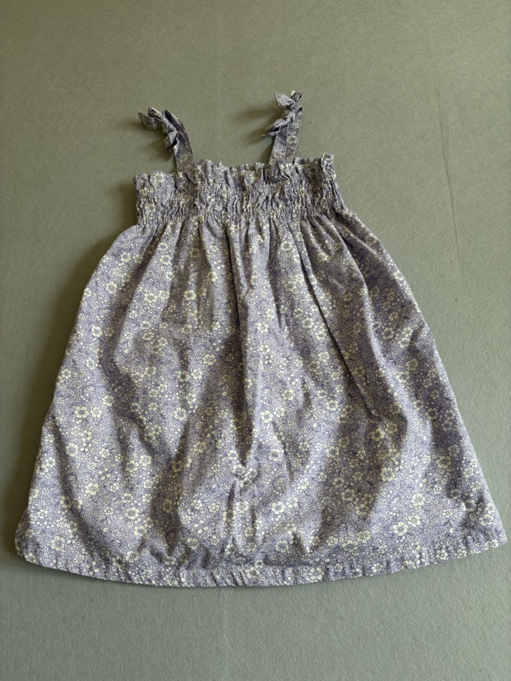 GAP Lilac Floral Smocked Bow-Strap Cotton Dress sz 5 - Picture 3 of 5